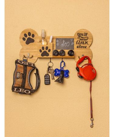 Emotiset Wooden Wall Hangers with 6 Hooks Customizable Dog & Pet Accessory Organizer with Chalkboard & Marker | Ideal for Animal Lovers - Buy Online on GoSupps.com