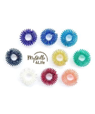 9x pieces DBT Skills hedgehog ring I High stress acupressure ring for the fingers I For stress relief massage or focusing