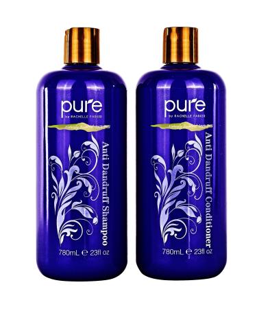 Moisture Renewal Anti Dandruff Shampoo and Conditioner set for Men & Women. Organic Anti Dandruff and Itchy Flaky Scalp Treatment. 100% Natural and Safe for all Hair Types.