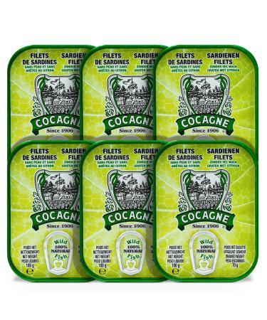 Cocagne Pack de 6 Filets de Sardines sans peau ni ar tes l huile d olive et citron 100 g