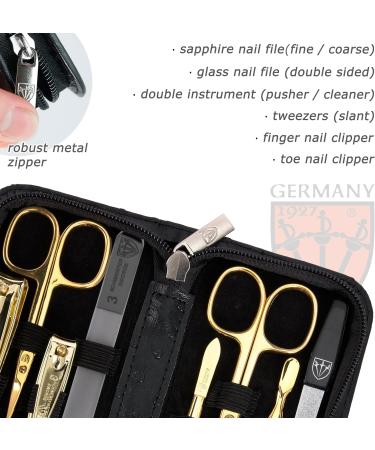 3 Swords Germany - brand quality 8 piece manicure pedicure grooming kit set for professional finger & toe nail care scissors clipper fashion leather case in gift box Made by 3 Swords (000910) BLACK / OSTRICH - TOOLS GILT - Buy Online on GoSupps.com