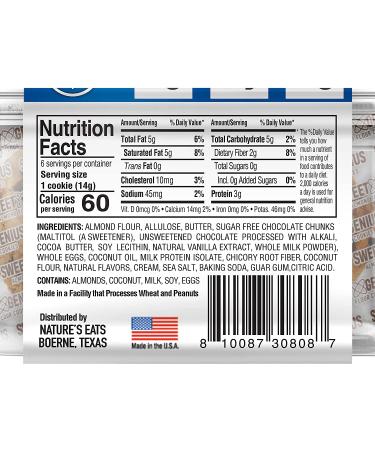 Almond Flour Chocolate Chip Cookies - 6 Count Pack of 1 - Buy Online on GoSupps.com
