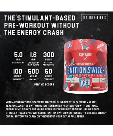 Ignition Switch Pre-Workout with CarnoSyn, TeaCrine, Infinergy, and AgmaMax - Long Lasting Energy, Laser Focus, 40 Servings, ICEE Cherry Flavor - Buy Online on GoSupps.com