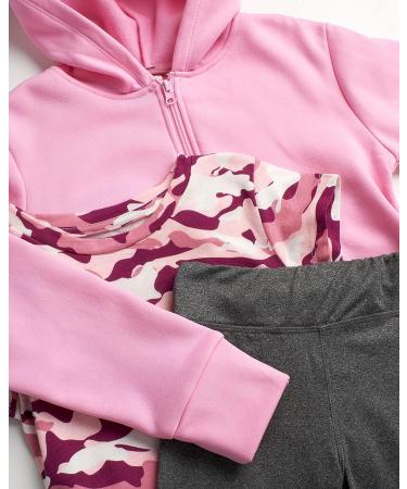 RBX Girls Leggings Set - 3 Piece Fleece Zip Hoodie Sweatshirt T-Shirt and Yoga Pants (Size 14-16) Pink Grey Camo - Buy Online on GoSupps.com