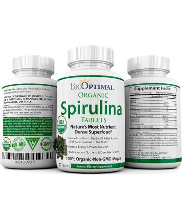 BioOptimal Chlorella Spirulina - Bundle - Organic Chorella Tablets & Organic Spirulina Tablets 120 Count Each Premium Quality 4 Organic Certifications - Buy Online on GoSupps.com