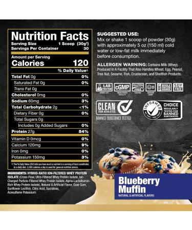 ALLMAX ISOFLEX Whey Protein Isolate - Blueberry Muffin - 27g Protein Zero Fat & Sugar 99% Lactose Free Gluten & Soy Free - 2 lb - 30 Servings - International Shipping Available - Buy Online on GoSupps.com