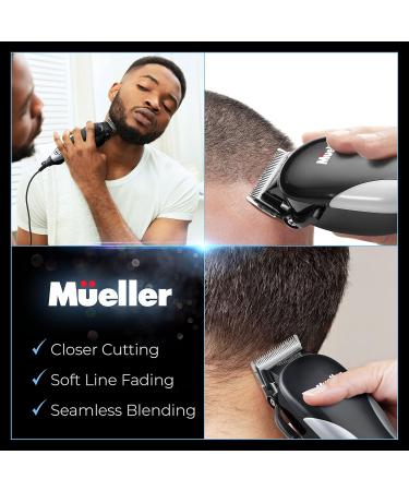 Mueller Ultragroom Professional Hair Clippers for Men - 12 Guide Combs Versatile Hair Trimmer for Beards Body and Face - Colorful Design for Precision Grooming - Buy Online on GoSupps.com