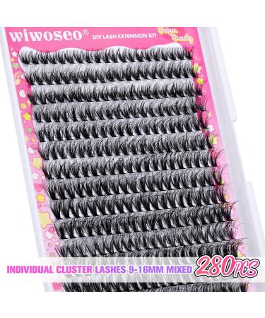Wiwoseo Fluffy Lash Clusters Kit â€“ 40P Individual Eyelashes (9-16MM), Lash Bond & Seal Glue, Tweezers Included for Self Application - Buy Online on GoSupps.com