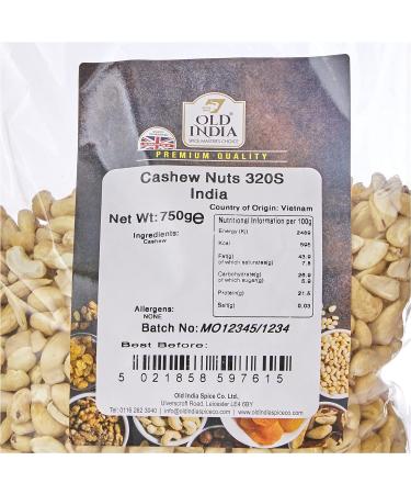 Old India Cashew Nuts 320S India 750g Cashews 750 g (Pack of 1) - Buy Online on GoSupps.com