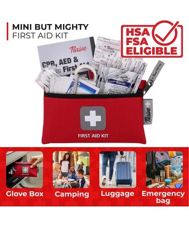 Thrive Mini First Aid Kit Travel Size (66 Piece) - Hospital Grade Medical Supplies in Compact First Aid Bag - Buy Online on GoSupps.com