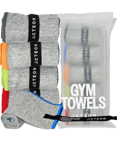 Acteon Microfiber Quick Dry Gym Towel, Silver ION Odor-Free Absorbent Fiber, Fast Drying, Men & Women Workout Gear for Body Sweat, Working Out, Towels Medium Gym Towel (5 Pack) Heather Grey (Medium Gym Towel-5 Pack) - Buy Online on GoSupps.com
