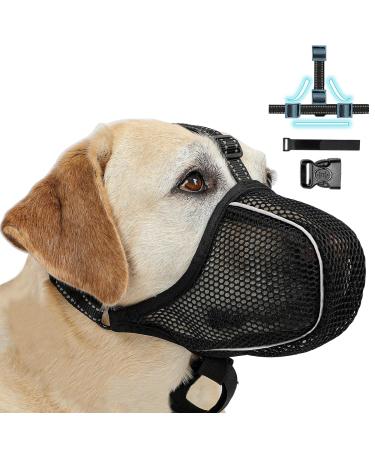 Muzzle for large dogs breathable dogs muzzle pet mask dog muzzle with reflective & adjustable strap dog mucky basket to prevent eating biting chewing xxl network - Buy Online on GoSupps.com
