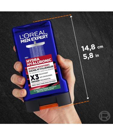  L'Oreal Paris Men Expert L'Oreal Men Expert Body Wash & Shampoo with Hyaluronic Acid for Men Bath Shower to Cleanse Body Hair and Face Hydrating Body Care with Hyaluronic Acid 6x250 - Buy Online on GoSupps.com