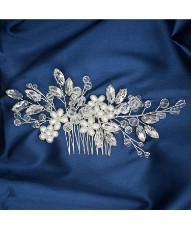 Wedding Hair Accessories Fanvoes Hair Pieces Comb for Brides Bridal - Silver Vintage Headpiece Jewelry Decorations w/Rhinestone Crystal Ivory Pearl for Mother of Bride Bridesmaid Women Flower Girls - Buy Online on GoSupps.com