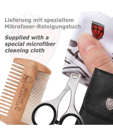 THREE SWORDS Stainless Steel Professional Beard Scissors & Comb Set - Perfect Grooming Tool for Men - Buy Online on GoSupps.com
