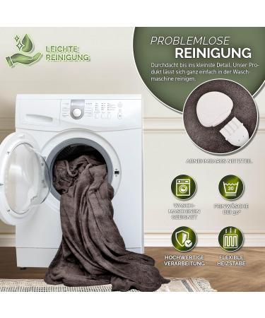 Sinnlein Heating Ceiling Blanket 180x130cm | T V S d GS Certified | Electric Thermal with Timer & 9 Temp Levels | Washable & Cuddly in Brown - Buy Online on GoSupps.com