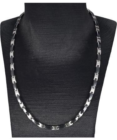 ENERCOPPEX 316L Stainless Steel & Ceramics Magnet Therapy Necklace for Arthritis - 27 Metal Germanium Elements - Unisex Health Jewelry 54cm/21in - Buy Online on GoSupps.com