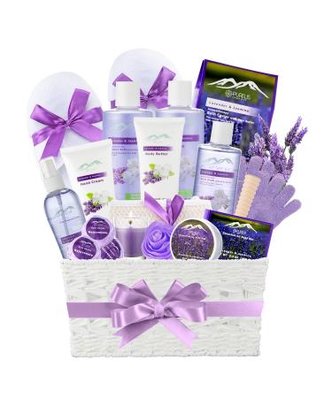 Bath Gift Baskets for Women. Purelis XL Lavender & Jasmine Bath Gifts for Her Spa Basket is Filled with All Natural Spa Goodies! Sulfate & Paraben Free. PN-220