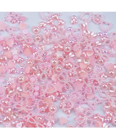 500pcs Pink Pearls 3D Nail Art Charms - Hearts, Flowers, Stars, Bows, Rounds - Acrylic Hollow Pearls for Valentine's Day Nail DIY - Cute Nail Beads & Jewelry Accessories - S1 Pink Bow - Buy Online on GoSupps.com