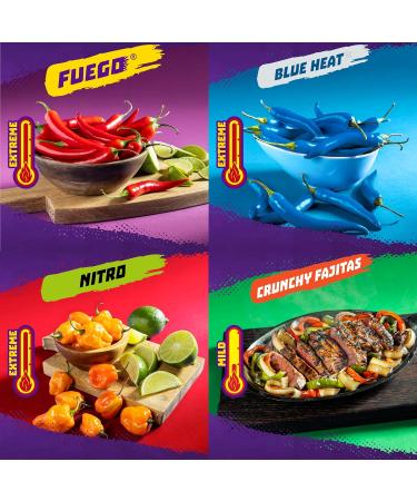 Takis 18 pc / 1 oz Variety Pack, Assorted Flavored Mixed Rolled Tortilla Chips – (5) Fuego 1 oz, (5) Blue Heat 1 oz, (4) Nitro 1 oz, (4) Crunchy Fajitas 1 oz - Buy Online on GoSupps.com
