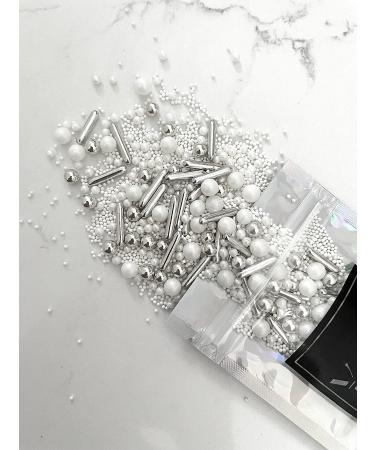 Edible Luxe Pearl White & Silver Cake Sprinkles Luxury Mix 45g Cupcake Cake Decoration White Sprinkles Cake Sprinkles Mix - Buy Online on GoSupps.com