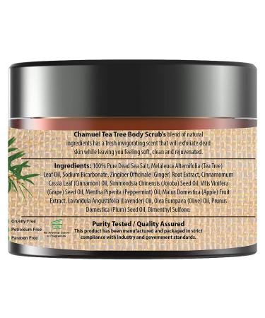 Chamuel Tea Tree Body & Foot Scrub - 100% Natural Exfoliating Scrub with Dead Sea Salt & Plant-based Stem Cells - Ginger & Essential Oils Blend for Rejuvenation & Soothing Dry Skin (15.1oz) - Buy Online on GoSupps.com