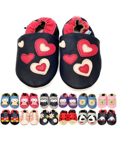 MiniFeet Premium Soft Leather Baby Shoes - BUY 4 PAIRS & GET 1 OF THEM FOR FREE ! - Toddler Shoes - 0-6 Months to 4-5 Years 6-12 Months Hearts