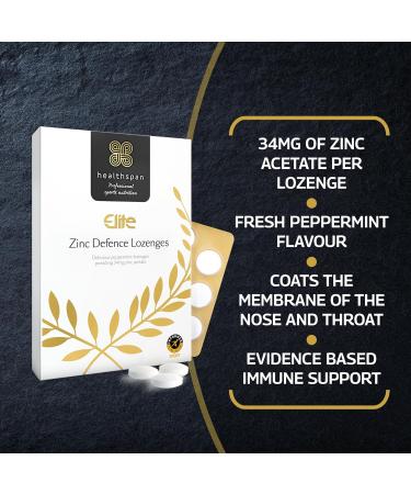 Healthspan Elite Zinc Defence Lozenges 34mg (45) | Immune Support for Cold & Flu | All Blacks Partner | Peppermint Flavored | Vegan | Informed Sport Accredited - Buy Online on GoSupps.com