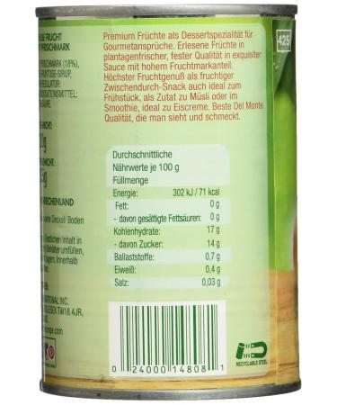 Buy Del Monte Peaches 1/2 Fruit in Pulp - Pack of 12 Cans (420g Each) | International Shipping Available - Buy Online on GoSupps.com