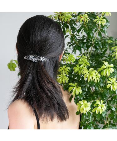 Elegant Hair Clips for Women & Girls | Sparkling Glitter Rhinestones & Flower Wreath Hairpins - Fashion Hair Jewelry in Black & Gray/Pink & Dark Blue - Buy Online on GoSupps.com