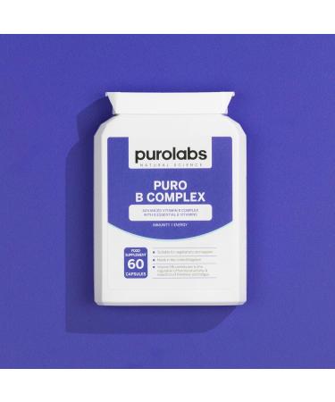 Puro High Strength Vitamin B Complex | 8 Essential B Vitamins | Methylated with Folate B6 & B12 | 60 Capsules - Buy Online on GoSupps.com