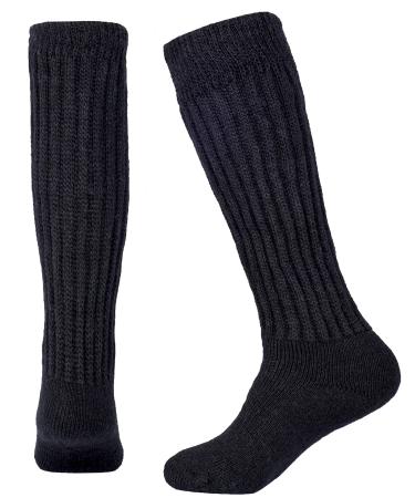 Alpacas of Montana Therapeutic Alpaca Socks - Over the Calf - Diabetic Neuropathy Large Calf Socks (Large Black) Large Black