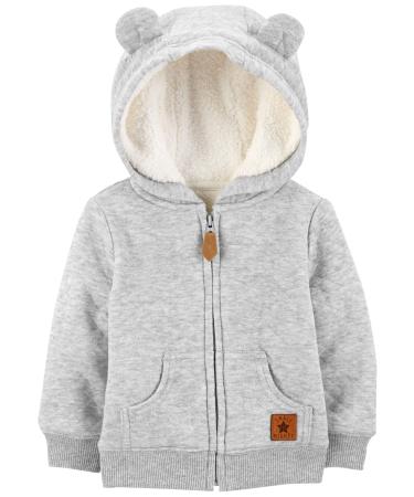 Simple Joys by Carter's Baby Hooded Sweater Jacket with Sherpa Lining Fleece 3-6 Months Grey - Buy Online on GoSupps.com