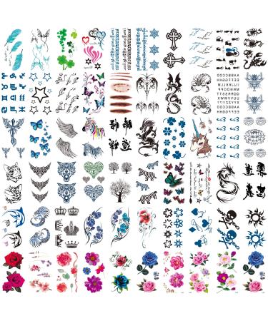 60pcs Fake Temporary Tattoo Sticker For Adult Women Men Small Tiny Funny Body Arm Finger Art Tattoo Sticker Various Pattern Designs