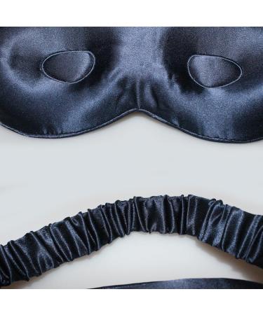 Mulberry Silk Eye Mask for Lash Extensions - Adjustable 3D Sleep Mask Organic 22 Momme Navy Blue - Perfect for Travel & Eyelash Protection - Buy Online on GoSupps.com
