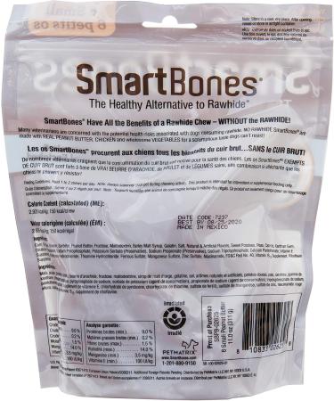 SmartBones Peanut Butter Small Bones 6ct 11.0oz 311g 311 g (Pack of 1) Small - Buy Online on GoSupps.com