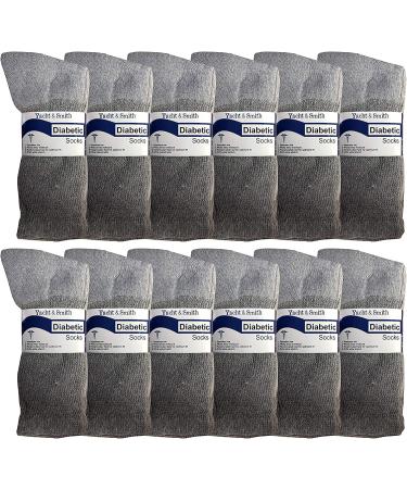 Yacht & Smith Men's King Size Diabetic Crew Socks for Big & Tall Men - 12 Pairs Gray - Buy Online on GoSupps.com