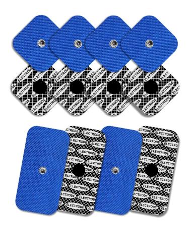 Tenpad Silver 8 electrodes 50 x 50 mm with 1 snap and 4 electrodes with 1 snap 50 x 100 mm compatible with compex conductive silver with pattern on the surface blue - Buy Online on GoSupps.com