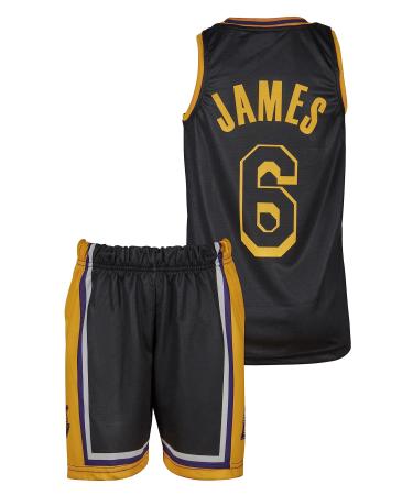 Amdrabola Lakers LeBron James Basketball Children Trikot Sausz Weiss purple black yellow come with shorts basketball fans (4-13 years) Shcwarz 176