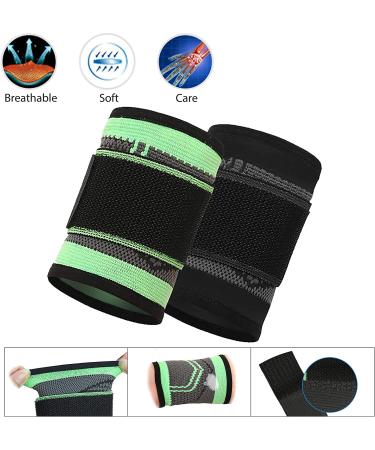 HiRui Wrist Brace 2 Pack - Compression Wrist Wraps for Pain Relief & Support - Adjustable Wristbands for Fitness, Weightlifting, Arthritis - Black Medium - Buy Online on GoSupps.com