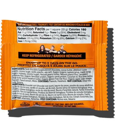 Mid-Day Squares Peanut Butta Bars 33g each 3 Packs (36 Squares) | Made with Real Chocolate 6g Plant Protein 4g Fiber Gluten Free Certified Vegan Peanut Butta 12 Count (Pack of 3) - Buy Online on GoSupps.com