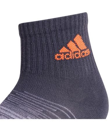 adidas Boys' Youth Superlite Badge of Sport 6-Pack Quarter Socks - Onix Grey/Grey/Signal Orange - Large - Buy Online on GoSupps.com