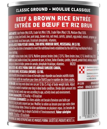 Purina ONE Classic Ground Wet Dog Food Beef & Brown Rice Entree - 368 g Can (12 Pack) - Buy Online on GoSupps.com