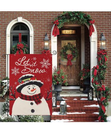 Snowman Garden Flag 30.5x45.7 cm | Double-Sided Christmas Outdoor Decoration | Let It Snow Winter Farmhouse Flag - Buy Online on GoSupps.com