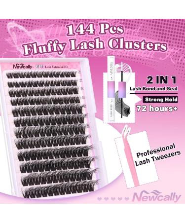 Fluffy Eyelash Extension Kit | Wispy Cluster Lashes & Individual Lashes | 10-20MM | Bond & Seal | Tweezers for Beginners | Newcally - Buy Online on GoSupps.com