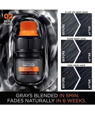 L'Oreal Paris Men Expert One Twist Mess Free Permanent Hair Color - Real Black 02 - Ammonia Free Dye to Cover Grays - Easy No Mix Application - 1 Kit - Buy Online on GoSupps.com