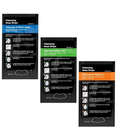 Global Beauty Care Nose Cleansing Strips Variety Pack - Charcoal Tea Tree Witch Hazel & Vitamin C for Blackhead Removal - 18 Ct - Buy Online on GoSupps.com