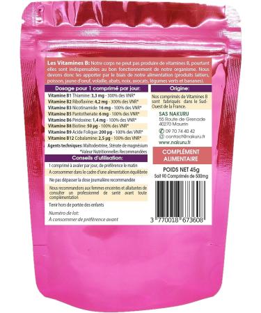 NAKURU | B Complex Vitamins | Power Range | Made in France (90 Tablets of 500mg / Net Weight: 45g) - Buy Online on GoSupps.com