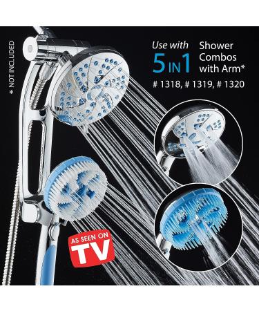 AquaCare 3-pc. Brush Head Set for Aquassage Hand Shower - Soft Body & Hair Brush, Wall Holder - 100% Hygienic Material, Eliminate Odors & Biofilm Buildup - Blue - Buy Online on GoSupps.com