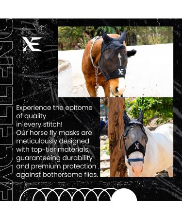 Buy Xe Horse Fly Mask with Ears - Breathable UV Protection for Horses | Standard Riding Black | Full (L) Size - Buy Online on GoSupps.com